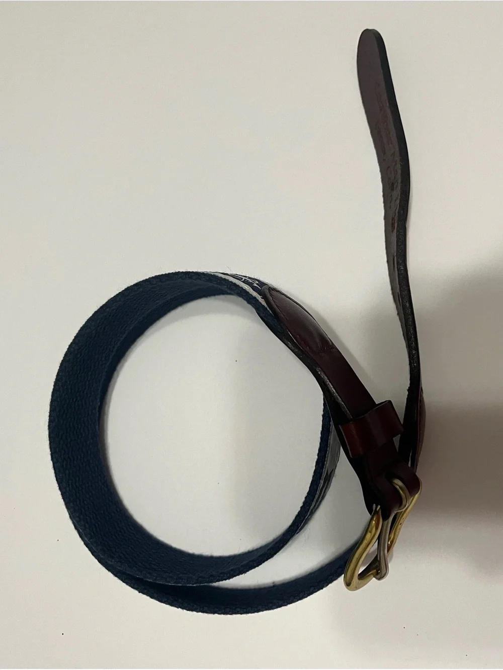 Nautical Canvas Belt with Brown Leather Trim size 34 - Picture 4 of 14
